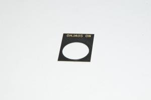 Merkkikilpi, musta, 30x40mm suorakulmainen, 22mm kytkimelle / merkkilampuille "OHJAUS ON"