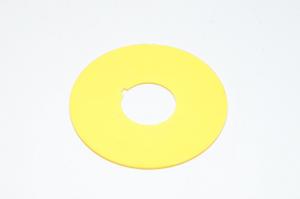 Merkkikilpi, keltainen, 65mm pyöreä, 22mm kytkimelle / merkkilampuille "tyhjä"