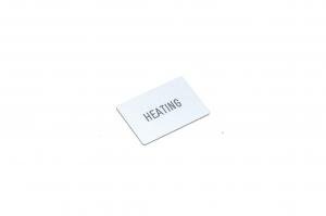 Merkkikilpi, hopea, 36,8x28mm suorakulmainen, "HEATING"