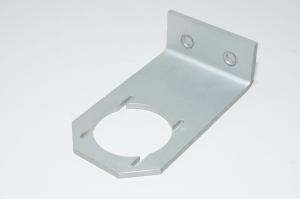 Aluminium mounting bracket for Moritex Schott MRG53 fiber ring light 140x80x40x5mm with 1x 56mm and 2x 9mm holes