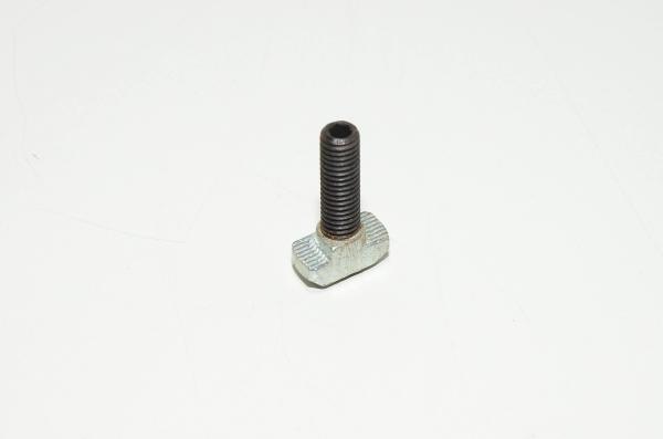 M8x1.25 30mm vasarakantaruuvi T-uraan koostuu 10x20x9mm vinoneliömutterista ja M8x1.25 35mm tasakärkisestä pidätinruuvista