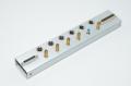 Aluminium connector panel with 1x 25pin female D-, 1x 37pin male D-, 6x 5pin 240° threaded DIN- and 5x Festo KD-M5 quick connector + 1x QSM-M5-4-I