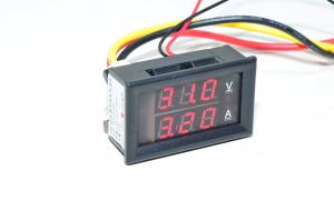 Panel mounted digital combined voltage and current meter YB27VA with 3-digit red LED displays, 0...100VDC, 10A direct measurement *new*