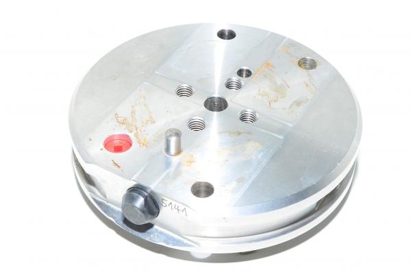 Erowa ITS toolin system's 148mm workpiece pallet with premade mounting holes