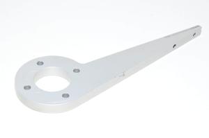 Aluminium flipping arm for rotary actuator, overall lenght 200mm, 2x M5 and 4x 6mm mounting holes