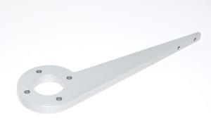 Aluminium flipping arm for rotary actuator, overall lenght 241mm, 2x M5 and 4x 6mm mounting holes