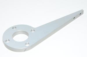 Aluminium flipping arm for rotary actuator, overall lenght 187mm, 3x M5 and 4x 8mm mounting holes