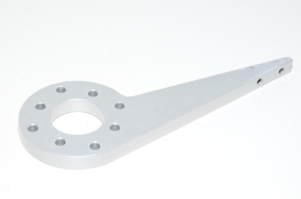 Alumiininen kääntövarsi kääntöpöydälle, konaispituus 187mm, 3x M5 ja 8x 5,9mm kiinnitysreiät