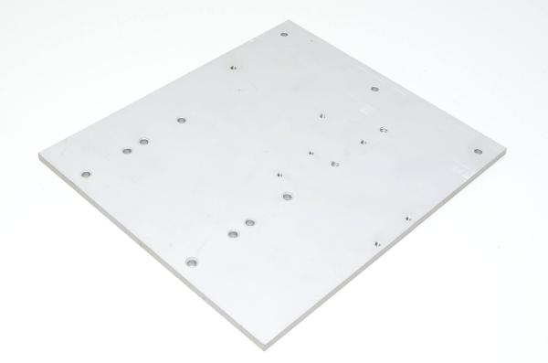 Aluminium switch panel 200x175x5mm with 13x 4,5mm, 3x M4 and 4x M3 holes