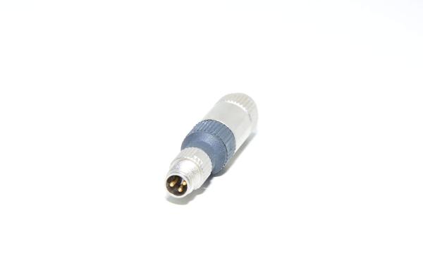 M8 straight unshielded 3-pin sensor connector, male, plastic/metal, Harting Harax M8-S 21 01 130 4061, blade connection for 4-5.1mm cables