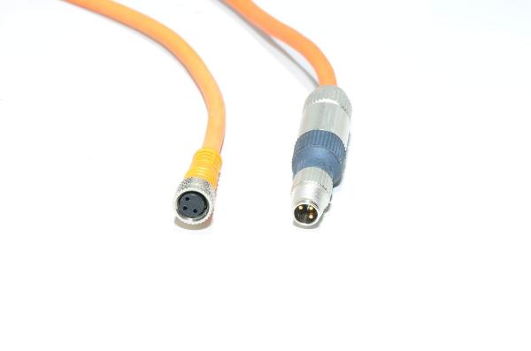 Anturikaapeli IFM E10354 jossa valettu muovinen suora suojaamaton 3-pin naaras M8 + Harting Harax M8-S 21 01 130 4061 3pin uros M8 anturiliittimet