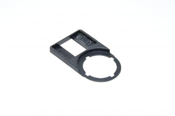 Legend plate holder, black, 30x50mm rounded rectangular, for 22mm switches / indicator lights, for replaceble 26,7x17,6mm legend plates