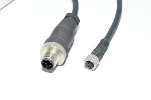 Anturikaapeli IFM E11197 jossa valettu muovinen suora suojaamaton 4-pin naaras M8 + Binder 713-sarja 99-0429-14-04 4pin uros M12 anturiliittimet