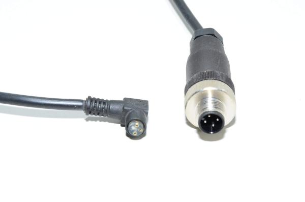 Sensor cable ES 8.5 with molded plastic angle type unshielded 3-pin female M8 + Binder 713-series 99-0429-14-04 4pin male M12 sensor connectors
