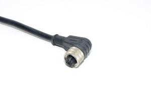 Anturikaapeli musta tuntematon 4x 0.25mm² PVC jossa valettu muovinen kulmamallin A-koodattu suojaamaton 4-pin naaras M12 anturiliitin