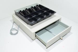 International Cash Drawer IDC 3S-460 valkoinen solenoidiohjattu lukittava kassalaatikko (ei avaimia)