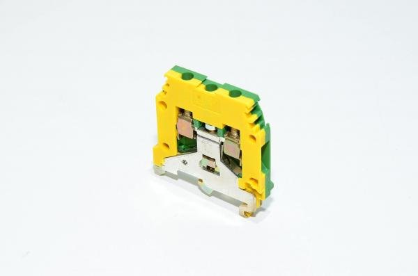 Entrelec M 4/6.P 5113 1SNA 165 113 R1600 4mm² 800V yellow green grounding single-level feed-through terminal block with screw connection