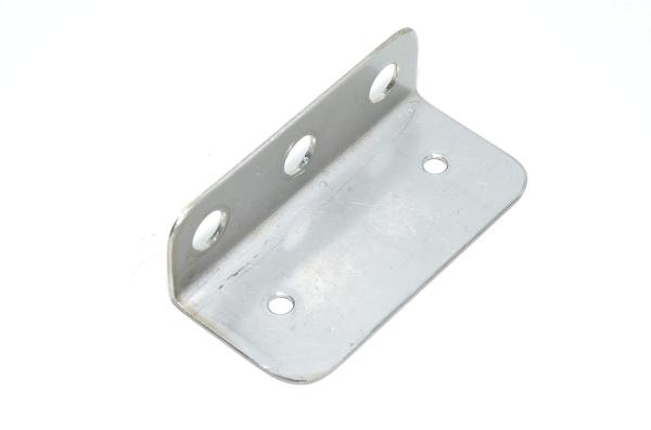 Stainless steel L-shaped mounting bracket 86x41x29mm with 3x 10mm, 2x 5.5mm holes