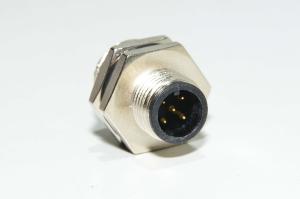 M12 panel mount A-coded 5-pin male front mounting metal sensor connector TE Connectivity 1838893-3 with M16 thread and solder cups for wire connection *new*