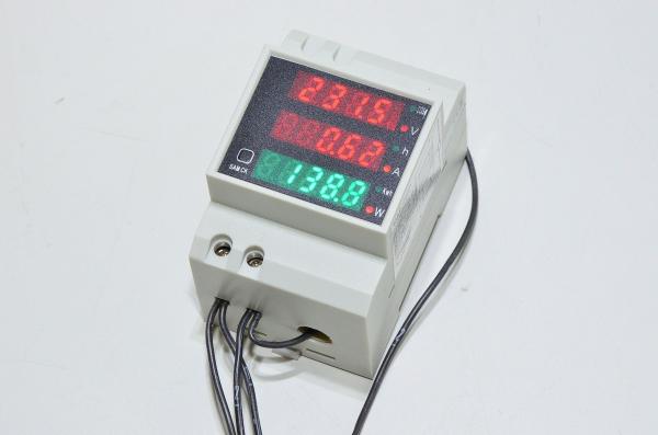 DIN kiskoasennettava digitaalinen monitoimimittari D52-2047, 80-300VAC, cos φ, kWh, W, käyttöaika, 0-100A epäsuora mittaus *uusi*