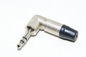 3,5mm 90° kulmamallin stereo plugi Neutrik NTP3RC hopea metallirungolla max 4,5mm kaapelille *uusi*