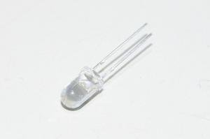 5mm indicator LED, white, clear, 15mm leads *new*