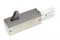 Stopping unit made drom steel with swinging steel piece, Festo YSR-5-5-C shock absorber and brass bearing