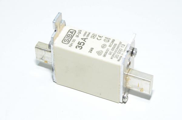 35A 500VAC NH00 gL/gG 120kA Siba 20 000 13 knife-blade type fuse link with blow out indicator on side