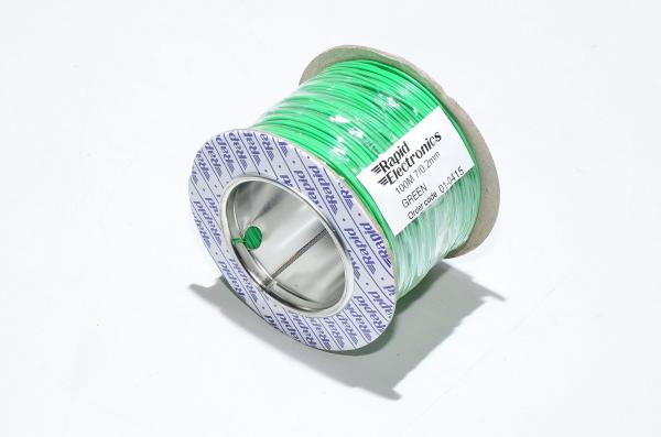 1x0,22mm² AWG24 7/0.2mm 100m kela vihreä monisäikeinen tinattu kuparinen PVC kytkentäjohto Rapid Electronics 01-0415 GW010415 *uusi*