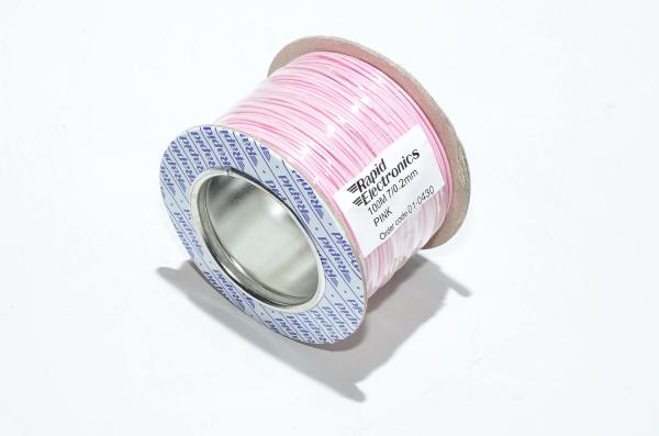 1x0,22mm² AWG24 7/0.2mm 100m kela pinkki monisäikeinen tinattu kuparinen PVC kytkentäjohto Rapid Electronics 01-0430 GW010430 *uusi*