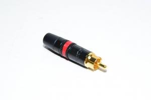RCA male connector Rean NYS 373-2 red with metal housing for max 6,1mm cable *new*