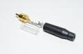 RCA uros liitin Amphenol ACPR-BLK musta metallirungolla max 6,5mm kaapelille *uusi*
