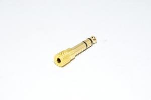 3,5mm stereojakki - 6,3mm stereoplugi adaptori, metallirunko, kullattu *uusi*
