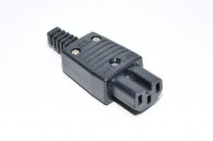 IEC 60320-1 C15 naaras virransyöttöliitin, WD-SS WD-09, musta, suora, uudelleenjohdoitettava liitin, 250VAC 10A *uusi*
