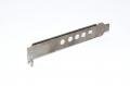 Computer expansion card slot blanking plate, full-height, 5x 6,5mm holes and PCB holders, special model 2