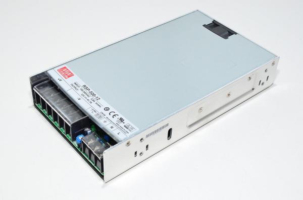 12VDC 41,7A 500,4W ulostulo, 100-240VAC 5,3-2,65A sisääntulo Mean Well RSP-500-12 hakkurivirtalähde tehokertoimen korjauksella, etäohjaus, ruuviterminaalit *uusi*