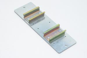 226x72x1,5mm steel plate with 2x adjustable 63mm 35x15mm DIN-rails
