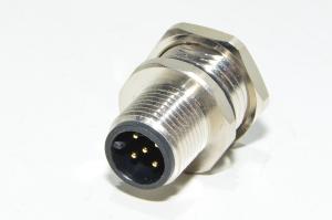M12 paneeliasennettava A-koodattu 5-pin uros edestä asennettava metallinen anturiliitin SS-M12-PM-AC-5P-M-FRMT-PG9-PCB-V1 PG9 kierteellä ja piirilevyjuotospinneillä *uusi*