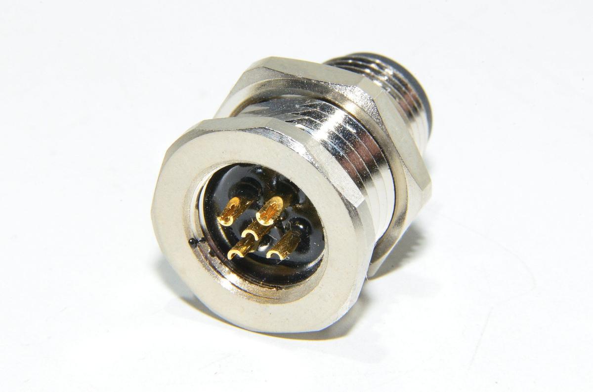 M12 panel mount Acoded 5pin male rear mounting metal sensor connector