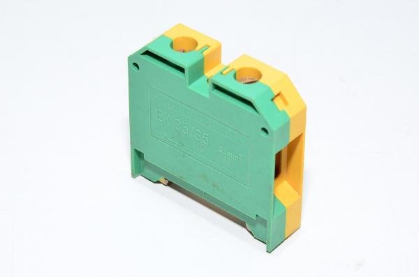 Weidmüller EK 35/35 0661460000 35mm² 800V keltavihreä SAK-sarjan maadoittava yksikerrosläpimenoriviliitin ruuvikiinnityksellä