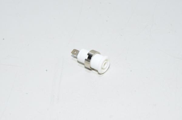 4mm white panel mounted insulated safety banana socket Staübli SLB4-F/N-X 49.7044-29, M12x0.75mm, 1000V, 24A, CAT III *new*