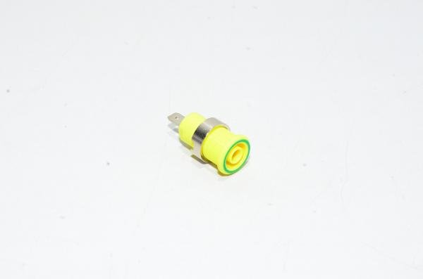 4mm keltavihreä paneeliasennettava eristetty turvabanaanipistoke Staübli SLB4-F/N-X 49.7044-20, M12x0.75mm, 1000V, 24A, CAT III *uusi*