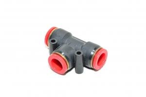 Pisco PE12 punainen 12mm T-liitin / T-haara / T-sovitin pikaliitin samoille putkihalkaisijoille