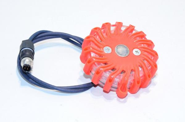 0,5m cable with M12 connector remote operated orange LED disk light with 16x red LEDs and 8x different operating modes and magnet *new*