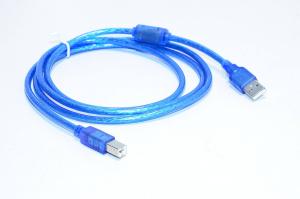 USB A-B kaapeli läpikuultava sininen, ferriitillä 1.5m *uusi*