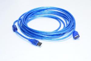 USB A-A jatkokaapeli läpikuultava sininen, ferriitillä 5m *uusi*