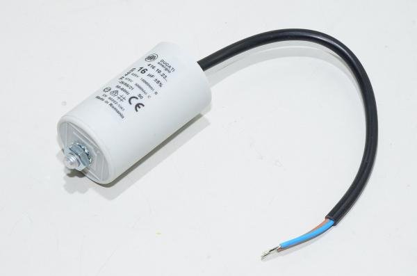 Ducati Energia 416.10.23.14 16µF/475VAC 40x70mm motor run capacitor with 250mm leads *new*