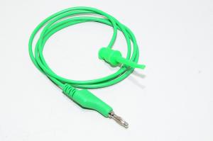 4mm banana plug, stackable - small spring loaded test hook, green, 1m, non-insulated, PVC test lead *new*