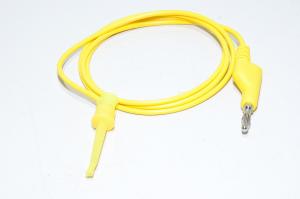 4mm banana plug, stackable - small spring loaded test hook, yellow, 1m, non-insulated, PVC test lead *new*