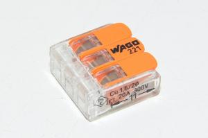 Wago 221-413 orange push-in 3-conductor compact splicing connector with levers *new*